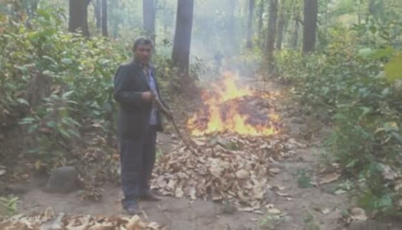 आगलागी नियन्त्रण गर्न बच्छेला सामुदायिक वनका अग्नी रेखा निर्माण