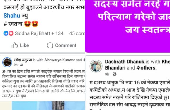 जेनजी आन्दोलन ः धमाधम काँग्रेस, एमाले, माओवादीका नेता कार्यकर्ता पाटी परित्यात्दै 