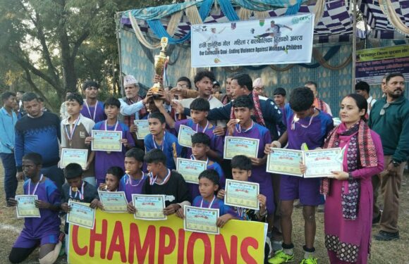 बेलडाँडीको सरस्वती मावि झर्नासागर यू १४ फुटबल प्रतियोगिता फाईनलमा प्रवेस