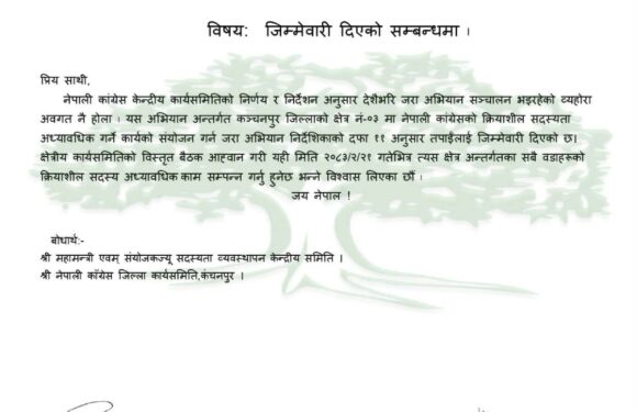काँग्रेसले पदम अवस्थीलाई दियो सदस्यता अद्यावधीको जिम्मेबारी 